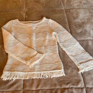 By Malene Birger Cream Fringed Sweater